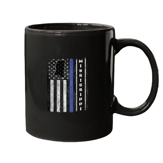 Mississippi Thin Blue Line Police Week LEO USA Flag Gift Cop Mugs