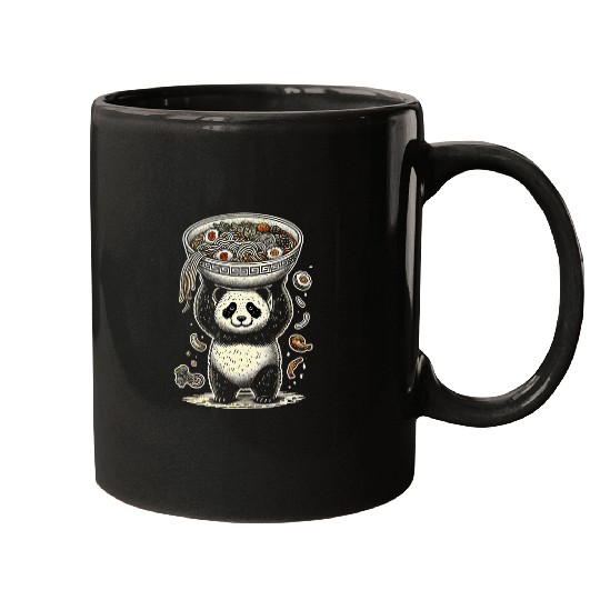 Panda Pet Kawaii Panda Lifting Japan Food Ramen Pho Bo Outfit Mugs