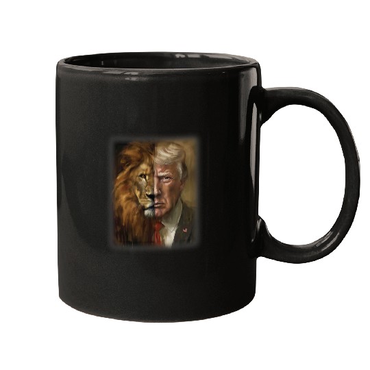 Lion Pet Trump Lion Face US President American 2024 MAGA USA Art Tee Mugs