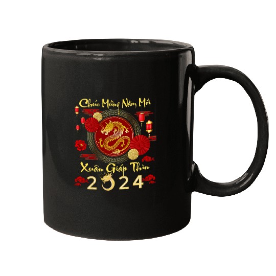 Dragon Pet Chuc Mung Nam Moi Xuan Giap Thin Dragon Lunar New Year Mugs