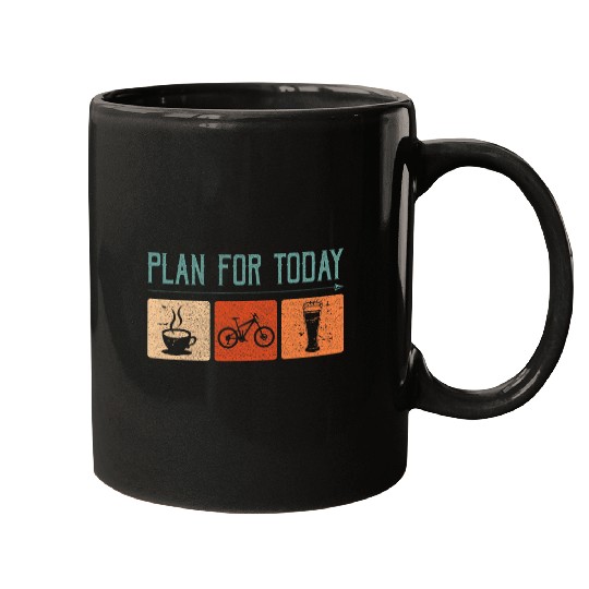 Beer Fun Plan For Today Coffee Cycling Beer Vintage Mugs