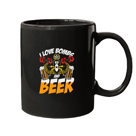 Beer Fun EOD for Men I Love Bombs and Beer Mugs