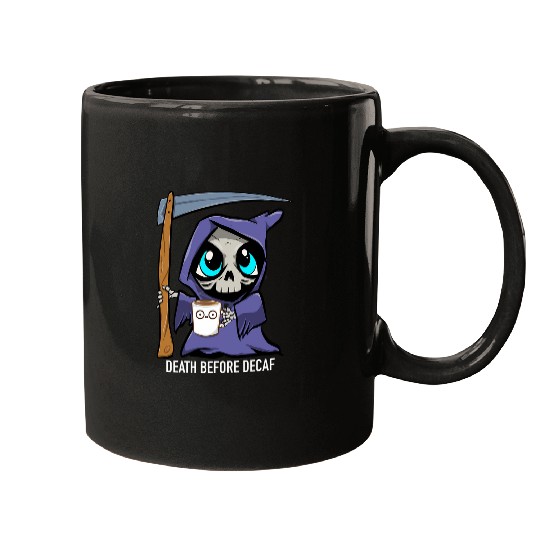 Coffee Fun Death Before Decaf Grim Reaper Coffee Mugs