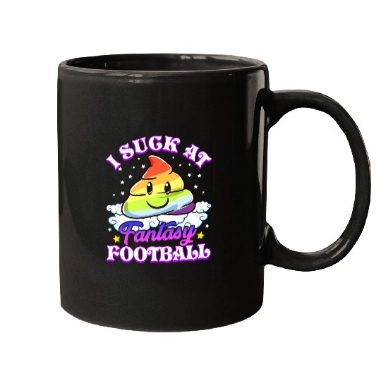 I Suck At Fantasy Football Unicorns Rainbow Poop Loser Mugs