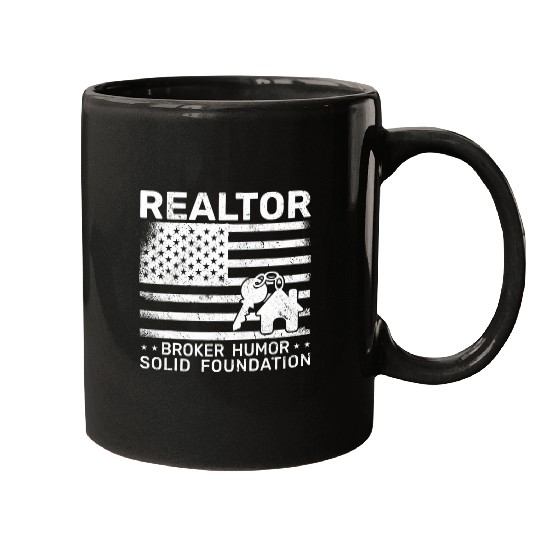 Realtor Broker Humor Solid Foundation US Flag Real Estate Mugs