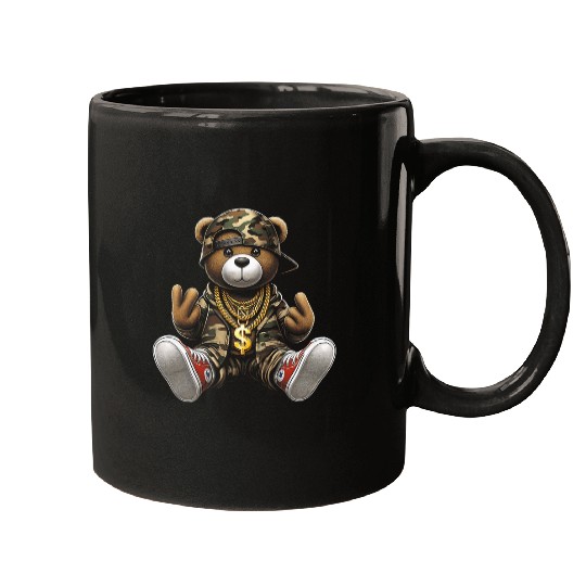 Bear Pet Camo Hip Hop Teddy Bear Camouflage Gangsta Streetwear Style Mugs