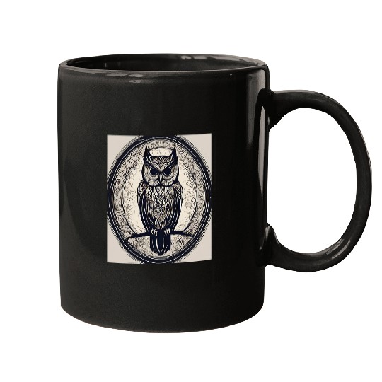 Owl Pet Shadowed Owl Silent Night Observer Mugs
