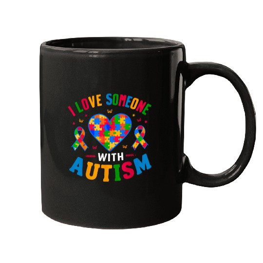 Giraffe Pet Autism Awareness I Love Someone With Autism Mugs
