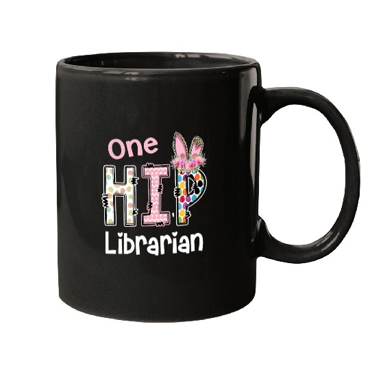 Librarian Job One Hip LibrarianBunny Leopard School staff Easter Mugs