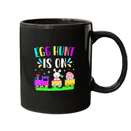 Egg Hunt Is On Funny Eggs Hunting Bunny Train Easter Day Mugs