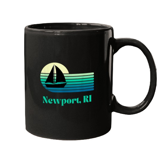 Newport Rhode Island Retro vintages Groovy Sailing Sail Boat Mugs