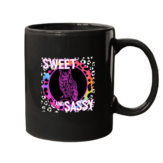 Owl Pet Cute Barn Owl 90s Nostalgia Rainbow Leopard Print Tropical Mugs