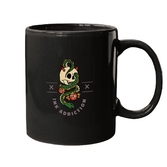 Ink Addiction Cool Retro Tattoo Lover Designs Present Mugs