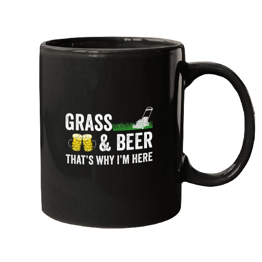 Beer Fun Grass and Beer funny gardening lawn mowing Mugs