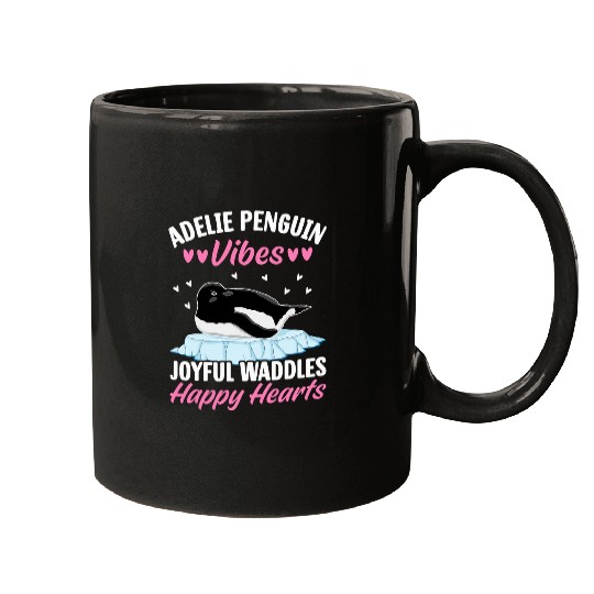 Penguin Pet Adelie Penguin Vibes Joyful Waddles Happy Hearts Penguin Mugs