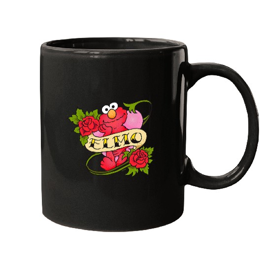 Sesame Street Elmo Hearts And Roses Tattoo Mugs
