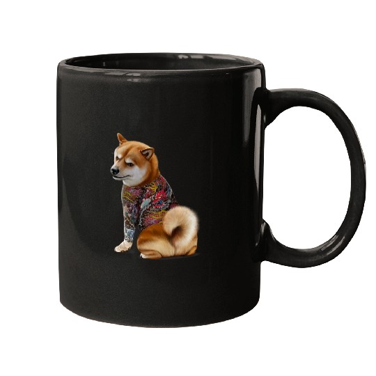 Shiba Dog with Traditional Japanese Dragon Tattoo Irezumi Mugs