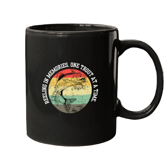 Retro Lake Trout Fishing Nature Outdoor Camping Fisherman Mugs