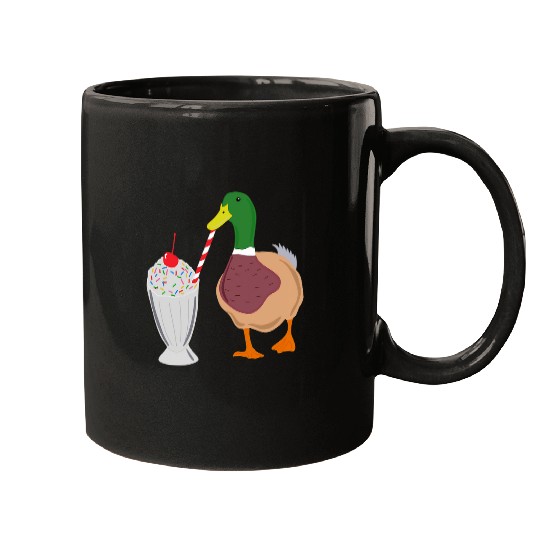 Duck Pet Milkshake Duck Funny Cartoon Mallard Duck Graphic Mugs
