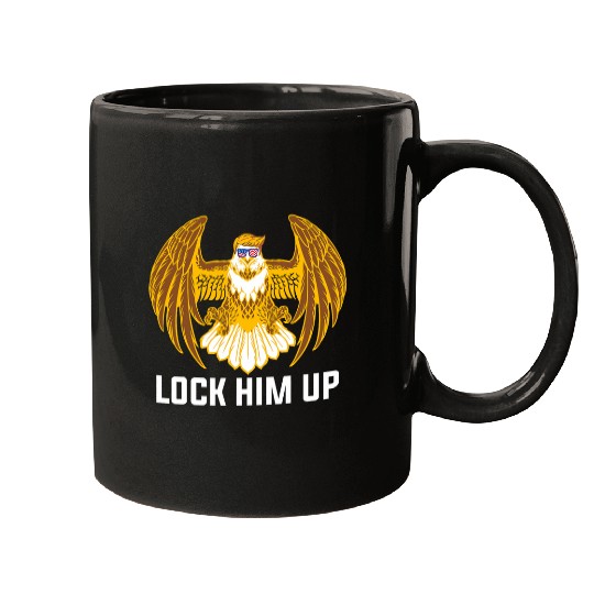 Lock Him Up Political US Trump eagless Flying Humor 1 Mugs