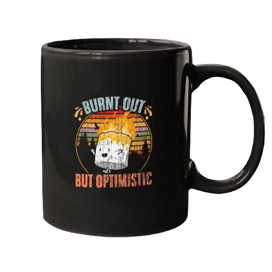 Retro Burnt Out But Optimistic Marshmallow Fan Camping Humor Mugs
