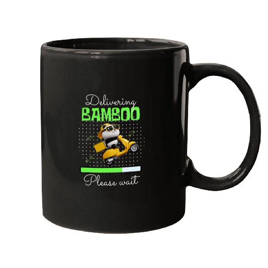 Panda Pet Delivering Bamboo Please Wait Funny Cool Panda Delivery Mugs