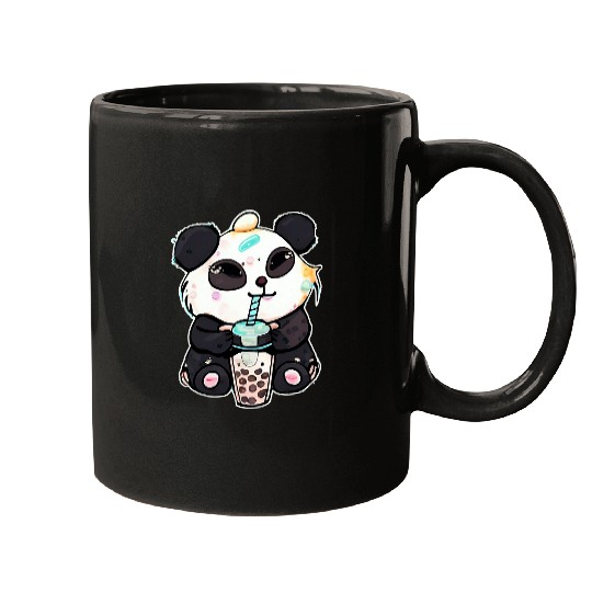 Panda Pet Boba Tapioca Pearls Bubble Milk Tea Drink Panda Lover 3 Mugs