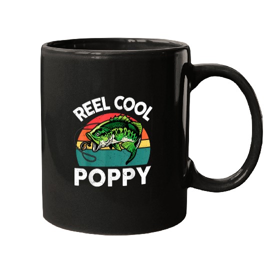 Reel Cool Poppy Fathers Day Gift Dad Papa Grandpa Fishing Mugs