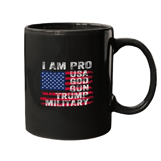 Pro USA God guns Trump Military Police Fires American Flag Tee Mugs