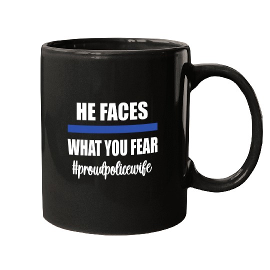 Proud Police Wife Police Officer Wife Blue Line Husband Mugs