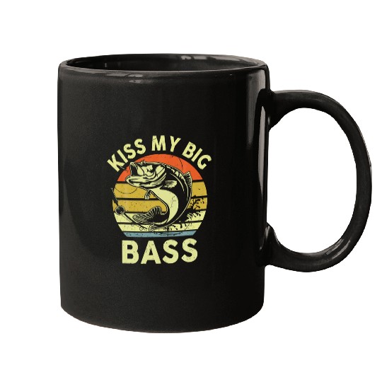 kisss My Big Bass Fish Dad Kids Youth Boy Women Funny Fishing Mugs