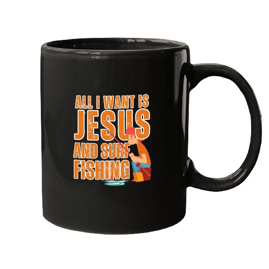 Jesus And Surf Fishing Christian Fisher Funny Inspirational Mugs