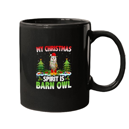 Owl Pet Barn Owl Wearing Santa Hat My Christmas Spirit Is Barn Owl Mugs