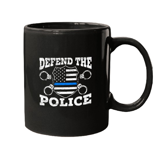 Police Job Defend The Police Thin Blue Line USA Flag Law Enforcement Mugs