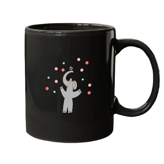 Elephant Pet Smiling Elephant with Hat and Polka Dots Graphic Mugs