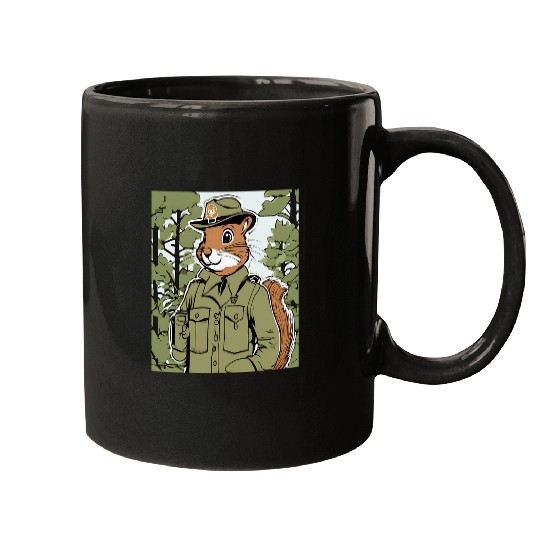 Squirrel Pet Park Ranger Forest Protector Wildlife Tee Mugs