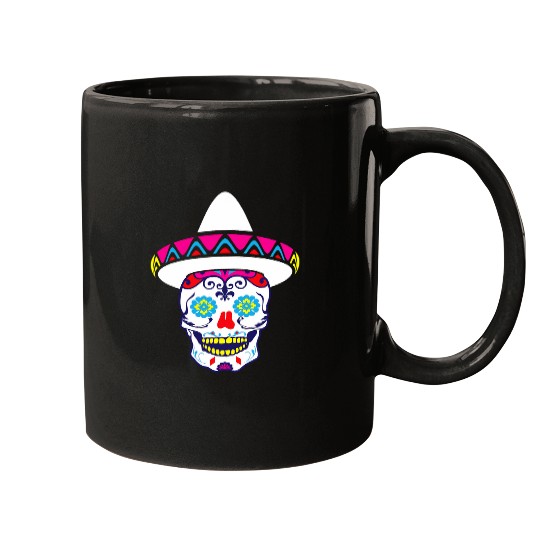 Sugar Skull Sombrero Mexican Holiday Calavera Funny Gift Mugs