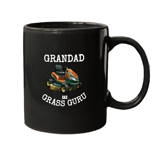 Mens Grandad Grass Guru Love Mowing Lawn Tee Mower Grass Cutting Mugs