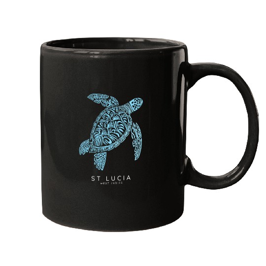 St Lucia Tribal Sea Turtle Scubas Diving vintages Saint Lucia Mugs