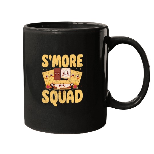 Smore Squad Groovy Smore Chocolate Marshmallow Camping Team Mugs