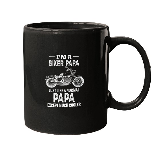 Mens Funny Fathers Day Tee Motorcycle Biker Dad Papa Plus Size Mugs