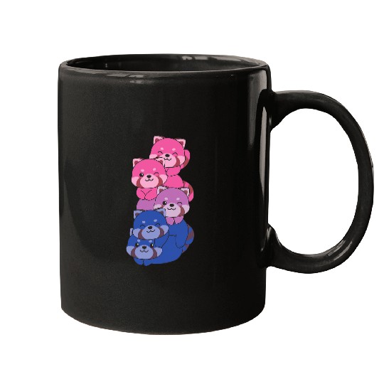 Panda Pet Bisexual Flag Pride Month Lgbtq Bi Red Panda Mugs