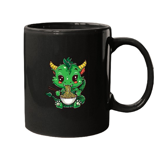 Dragon Pet Cute Green Dragon Ramen Lunar New Year Anime Mugs