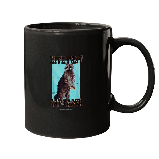 Raccoon Pet Live fast eat trash hilarious quote Raccoon animal 3 Mugs
