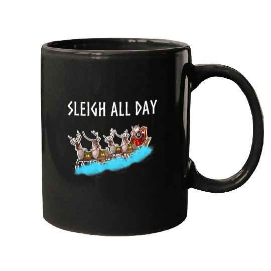 Sleigh All Day Nordic Viking Santa Funny Men Women Christmas Mugs