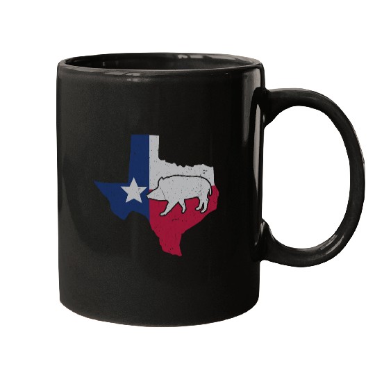 Mens Texas Flag Boar Hunting Funny Wild Hog Hunter Mugs
