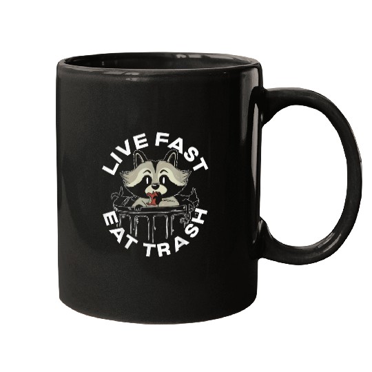 Raccoon Pet Live Fast Eat Trash Panda Funny Raccoon Lover Animal 3 Mugs