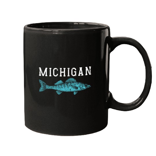 Michigan Walleye Fishing Fisherman Angler Midwest Fish Mugs