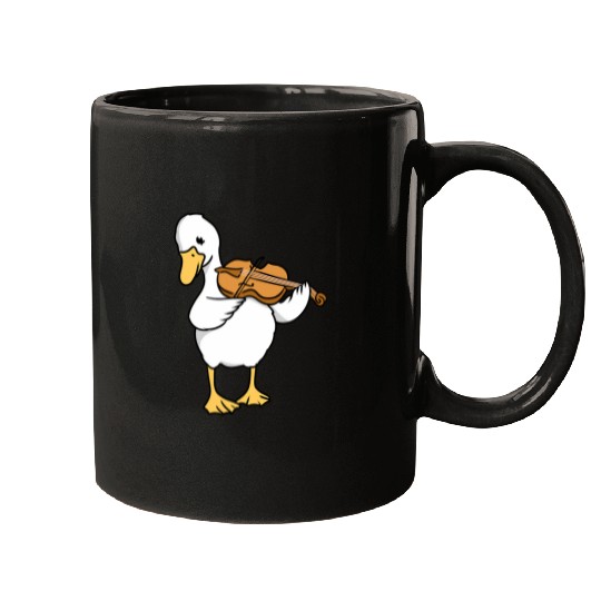 Duck Pet Playing Violin For Violin Player Mugs