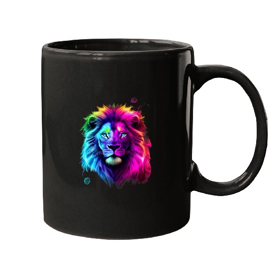 Lion Pet Face Artwork Colorful Art Lion Head Animal Lover Lion Mugs